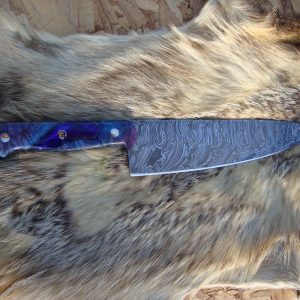 Custom Damascus Chef Knife With Black Ash Burl & resin Handes