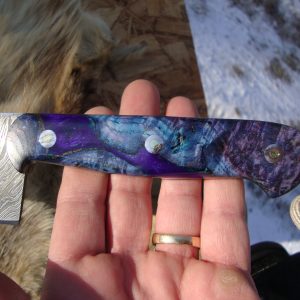 Custom Damascus Chef Knife With Black Ash Burl & resin Handes