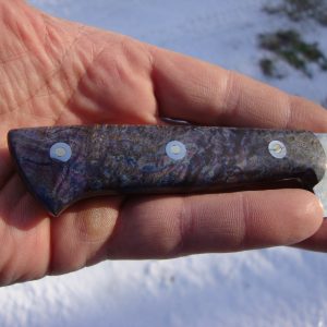 Custom Damascus Small Chef Knife With Dyed & Stabilized Black Ash Burl Wood Handles