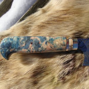 Damascus Chef Knife With Box Elder Burl Wood & Mammoth Tooth Spacer