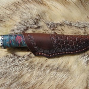 Mosaic Damascus Blade Bird Trout Knife With Maple Burl Handle & Custom File Worked