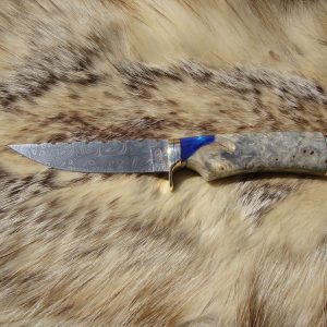 Mosaic Damascus Blade With Buckeye Burl Handle Bird Trout Knife File Worked Blade