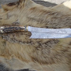 Custom Chef Knife with Stag Handle & Mammoth Tooth Spacers