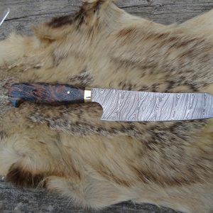 Custom Chef Knife With Stabilized Lace Wood Handle Twist Damascus Blade