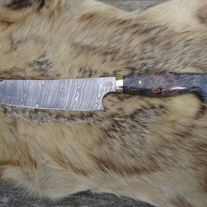 Custom Chef Knife With Stabilized Lace Wood Handle Twist Damascus Blade