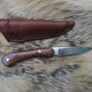 Snake Wood Handle Fire Storm Damascus Bird Trout Knife