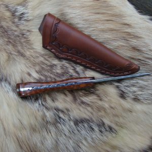 Snake Wood Handle Fire Storm Damascus Bird Trout Knife