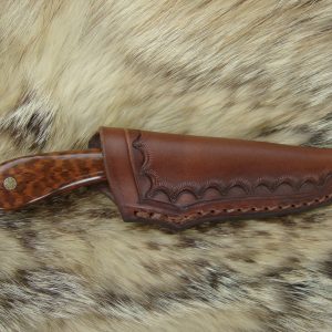 Snake Wood Handle Fire Storm Damascus Bird Trout Knife