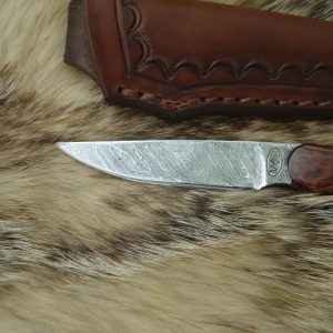 Snake Wood Handle Fire Storm Damascus Bird Trout Knife