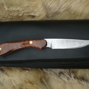 Snake Wood Handle Fire Storm Damascus Bird Trout Knife