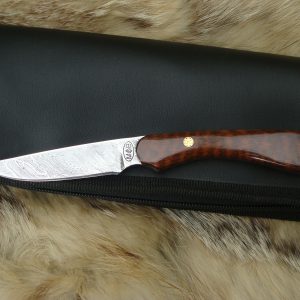 Snake Wood Handle Fire Storm Damascus Bird Trout Knife