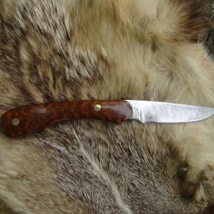 Snake Wood Handle Fire Storm Damascus Bird Trout Knife