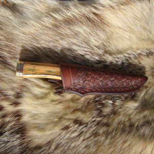 Giraffe Bone Damascus Twist Blade Bird Trout Knife File Worked Blade