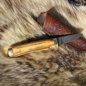 Giraffe Bone Damascus Twist Blade Bird Trout Knife File Worked Blade