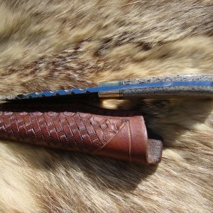 Mammoth Bone Handle Tiger Twist Damascus File Worked Blade