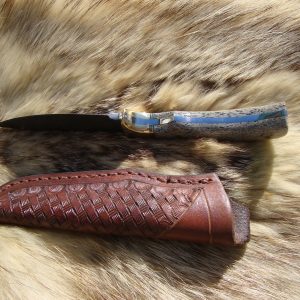 Mammoth Bone Handle Tiger Twist Damascus File Worked Blade