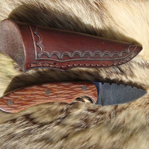 Custom Lace Wood Lightning Damascus Blade With File Worked Blade