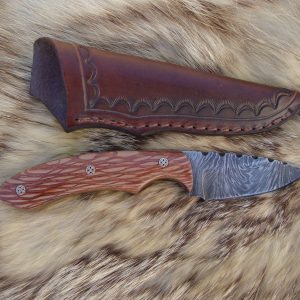 Custom Lace Wood Lightning Damascus Blade With File Worked Blade