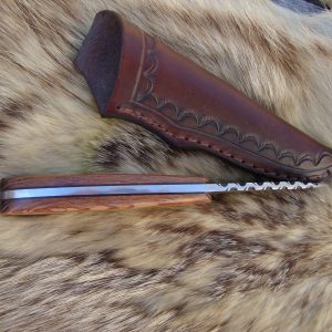 Custom Lace Wood Lightning Damascus Blade With File Worked Blade