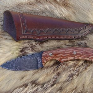 Custom Lace Wood Lightning Damascus Blade With File Worked Blade