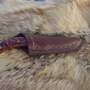 Amboyna Burl Handle Tiger stripe Damascus Blade Drop Point Hunter File Worked Blade