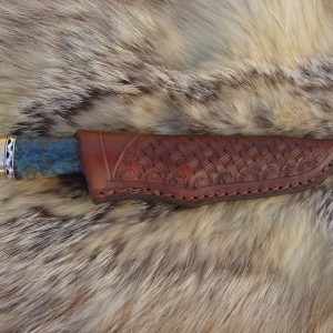 Twist Damascus Blade Bird Trout Knife With Giraffe Bone & Amboyna Burl Wood File Worked Blade & Spacer