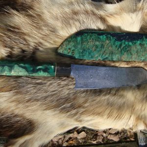 Rain Drop Damascus Chef Knife With Amboyna Burl wood Wa Handle And Sia