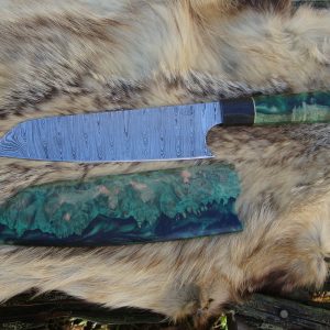 Twist Damascus Amboyna Burl Wood Chef Knife With Wa Handle And Amboyna Sia