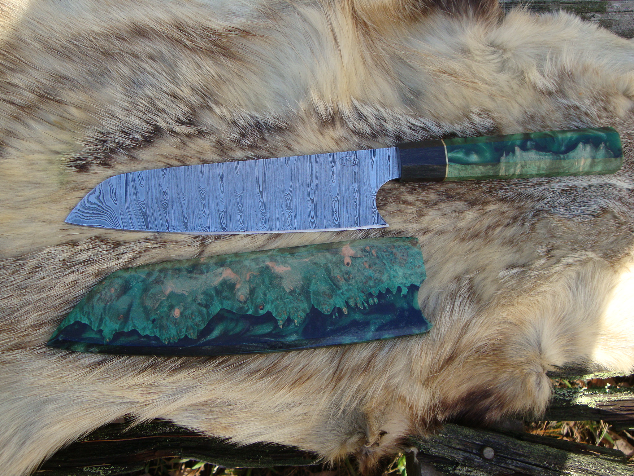 Twist Damascus Amboyna Burl Wood Chef Knife With Wa Handle And Amboyna Sia