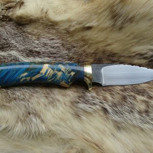 Yellow cedar burl wood handle 52100 steel spear point hunting knife