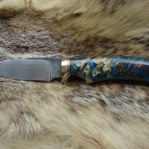 Yellow cedar burl wood handle 52100 steel spear point hunting knife