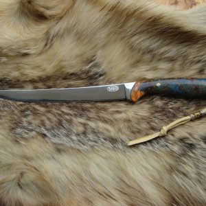 Amboyna burl wood handle fillet knife 8a Steel blade