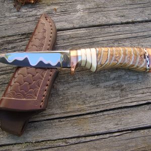 Mammoth Tooth & Mammoth ivory handle Copper Mia Damascus Blade Hunter