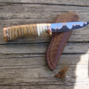 Mammoth Tooth & Mammoth ivory handle Copper Mia Damascus Blade Hunter