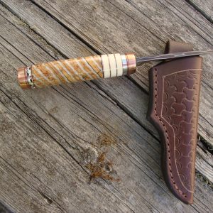 Mammoth Tooth & Mammoth ivory handle Copper Mia Damascus Blade Hunter