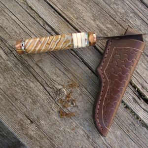 Mammoth Tooth & Mammoth ivory handle Copper Mia Damascus Blade Hunter