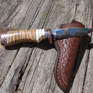 Mammoth Tooth & Mammoth ivory handle Copper Mia Damascus Blade Hunter