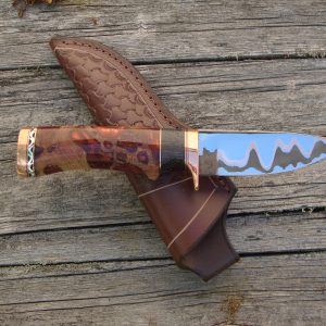 Sinker Cypress with Bog Oak Handle Copper Mia Damascus Blade Hunter