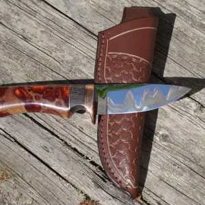 Sinker Cypress with Bog Oak Handle Copper Mia Damascus Blade Hunter