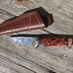 Sinker Cypress with Bog Oak Handle Copper Mia Damascus Blade Hunter