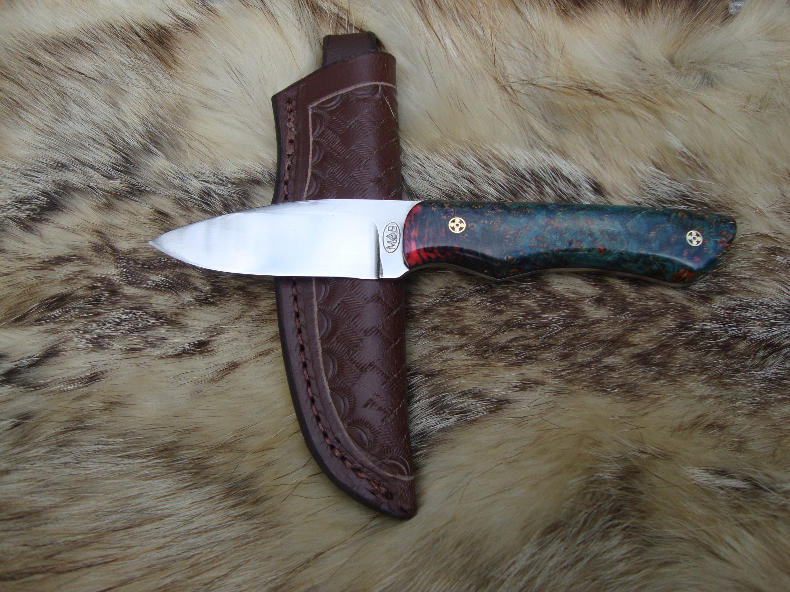 Black Ash Burl Handle Old Nicholson file drop point hunter