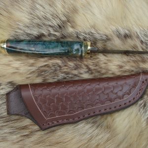 Fire Storm Damascus Blade Amboyna Burl Wood Hunter