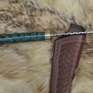 Fire Storm Damascus Blade Amboyna Burl Wood Hunter