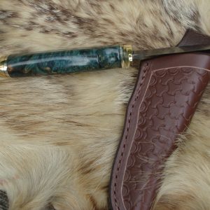 Fire Storm Damascus Blade Amboyna Burl Wood Hunter