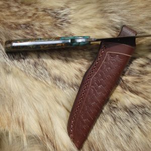 Twist Damascus Blade English Chestnut Burl Handle Hunter