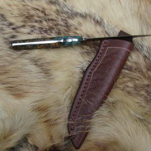 Twist Damascus Blade English Chestnut Burl Handle Hunter