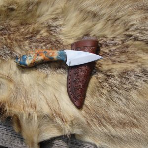 440 Stainless Steel EDC Hunting Knife With Box Elder Burl Wood Handles