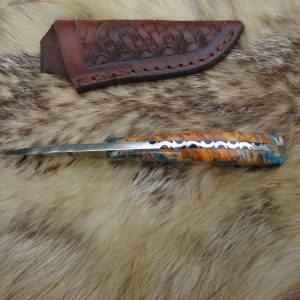 440 Stainless Steel EDC Hunting Knife With Box Elder Burl Wood Handles