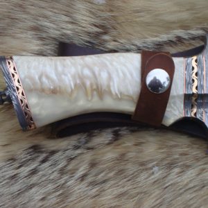 Take Down Damascus Bowie Musk Ox handle