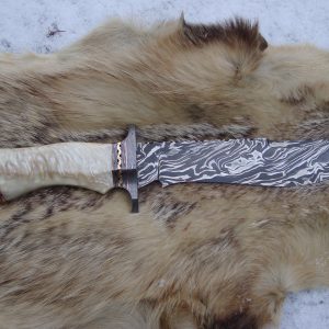 Take Down Damascus Bowie Musk Ox handle